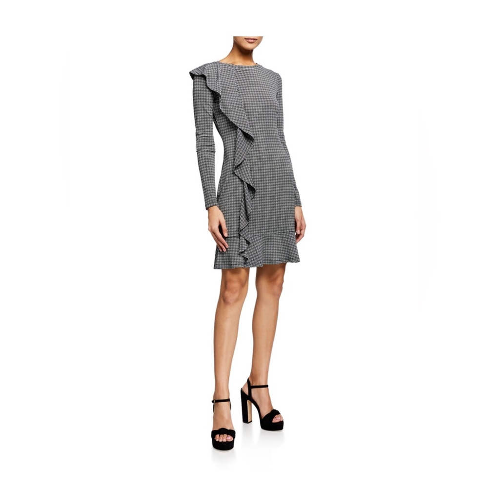 MICHAEL Michael Kors Check Long Sleeve Ruffle Dress